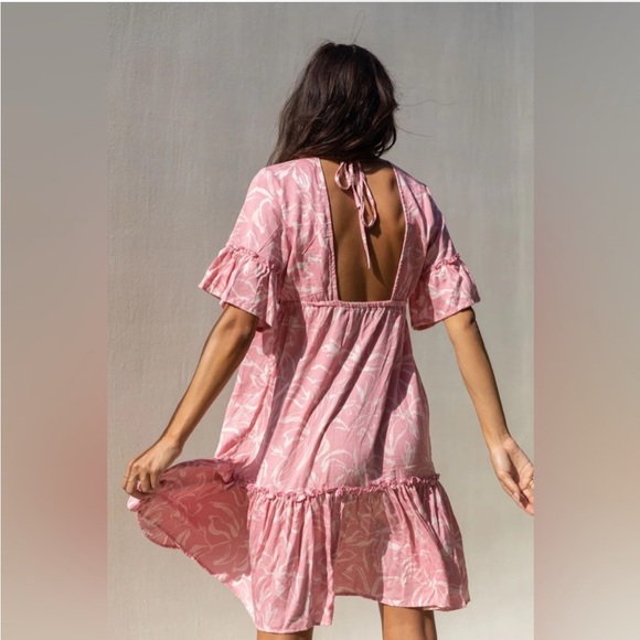 Yireh Dress Petal Hawaii ruffle floral vacation babydoll tiered - Picture 2 of 9